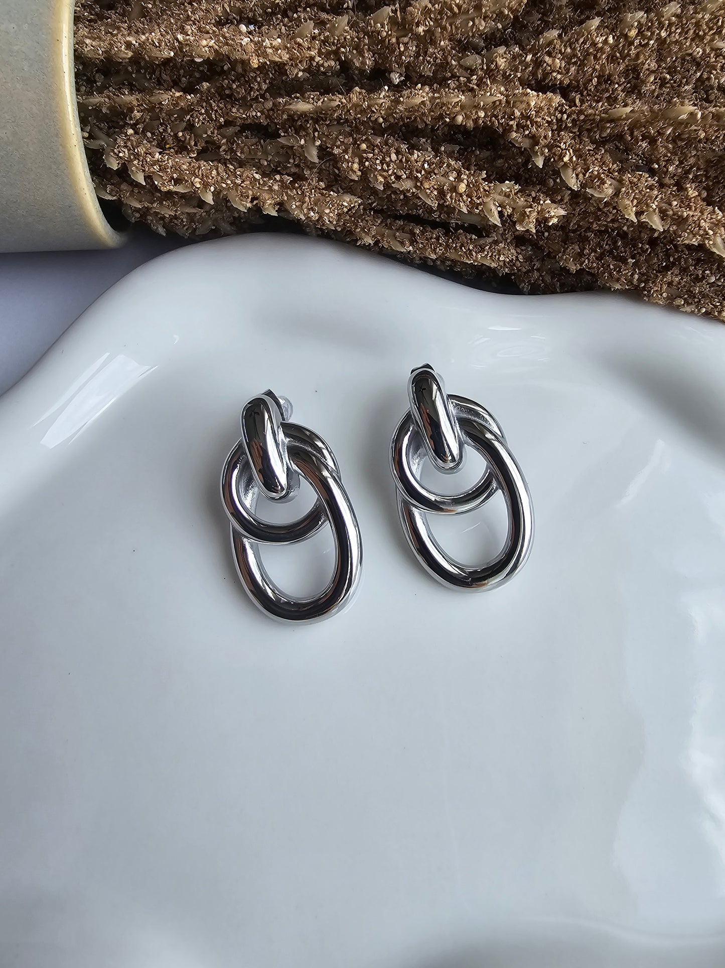 Geometric Silver Earrings
