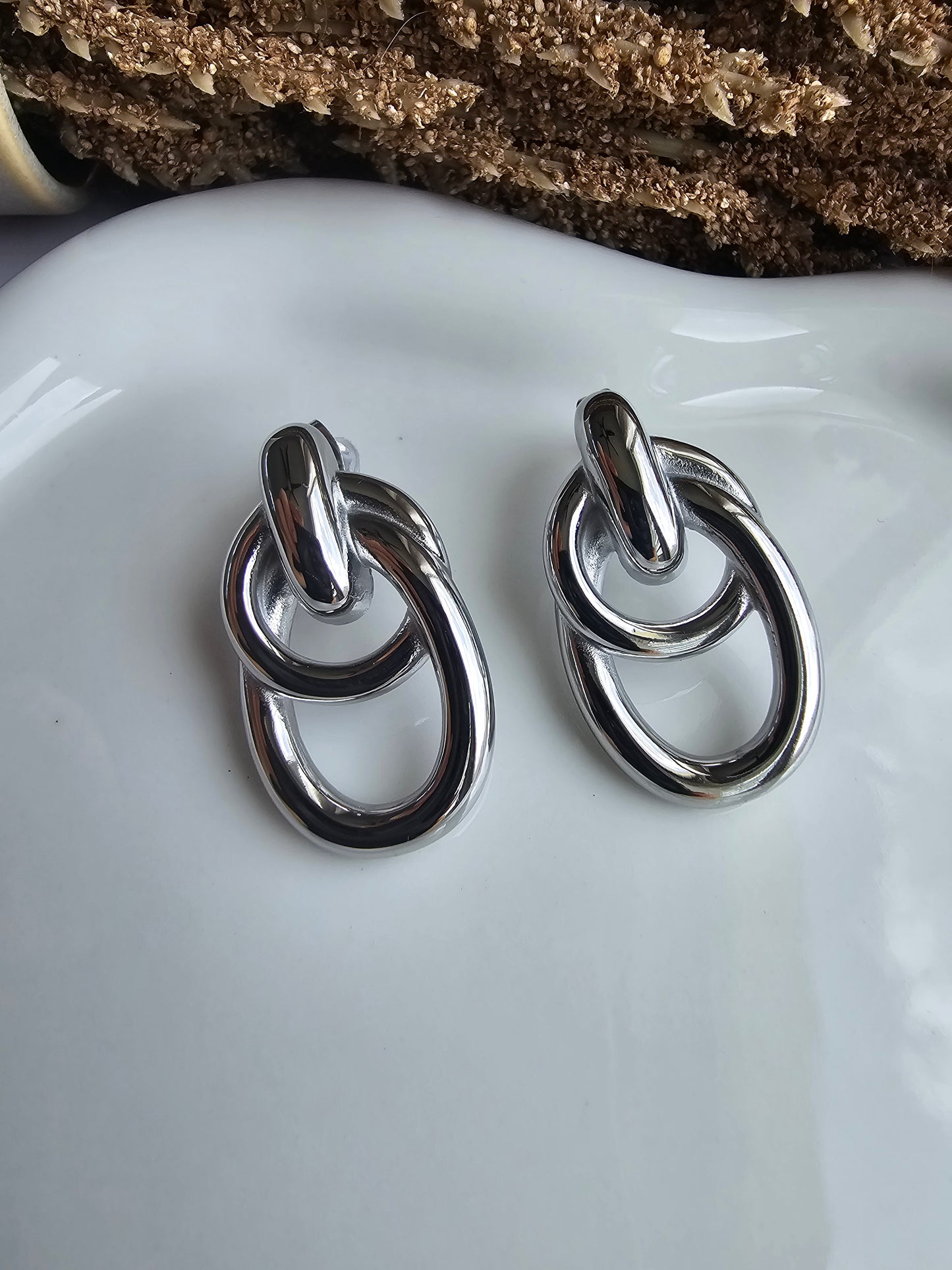 Geometric Silver Earrings