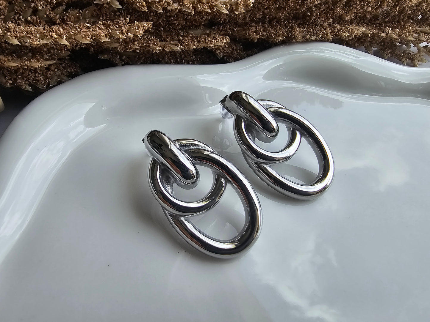 Geometric Silver Earrings