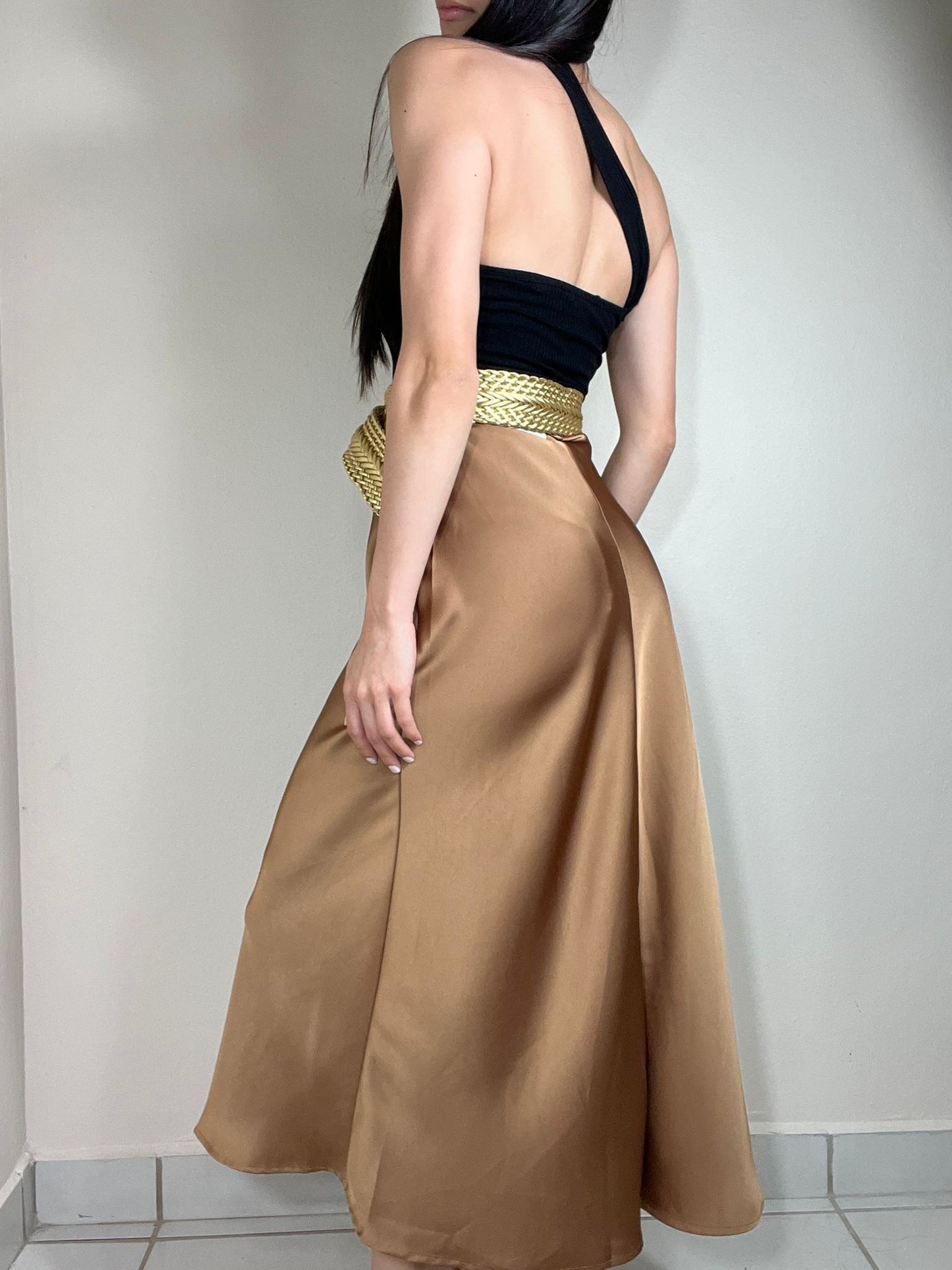 Lilly Satin Midi Skirt