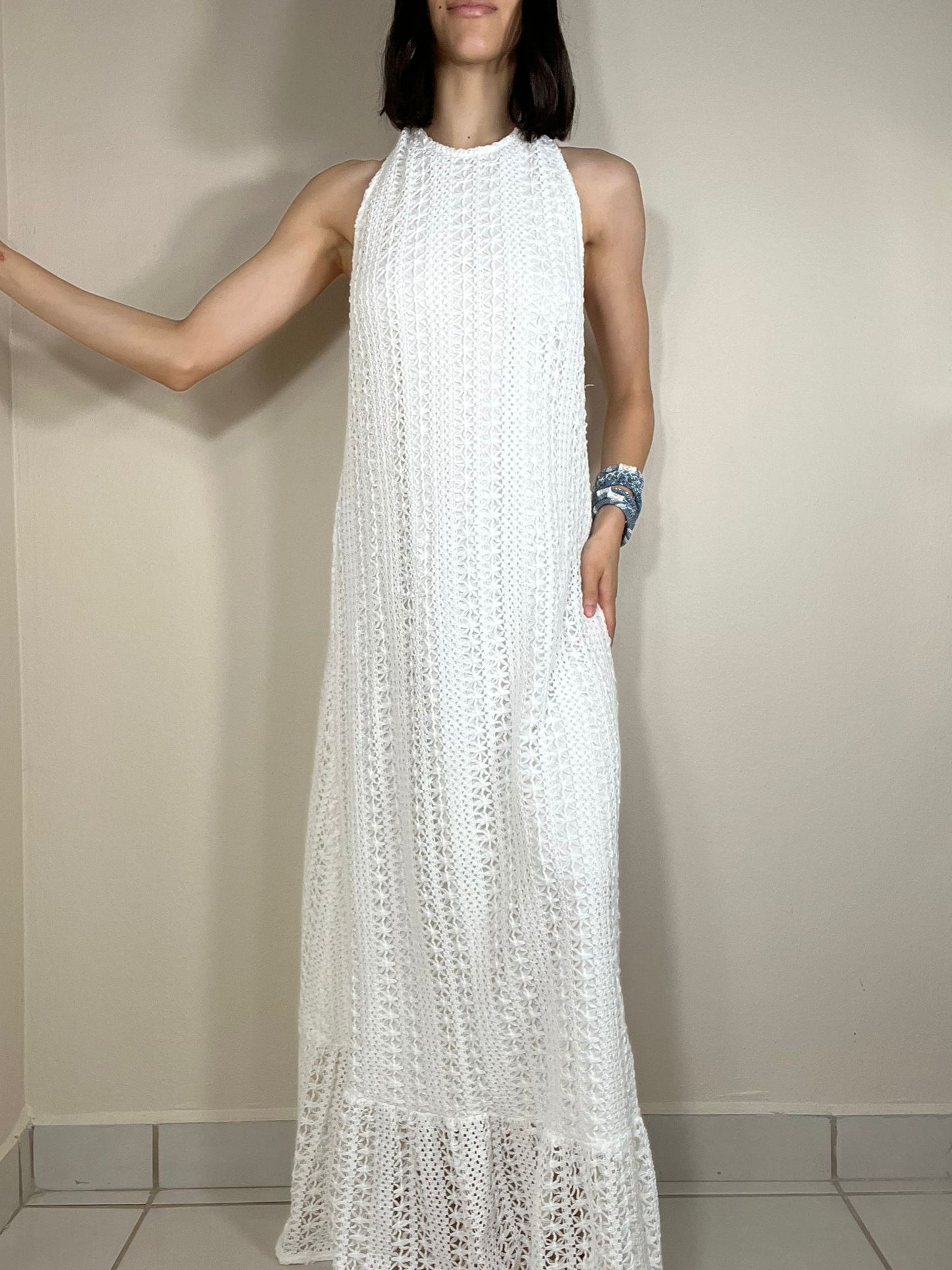 Crochet Halter Maxi Dress**Final Sale**