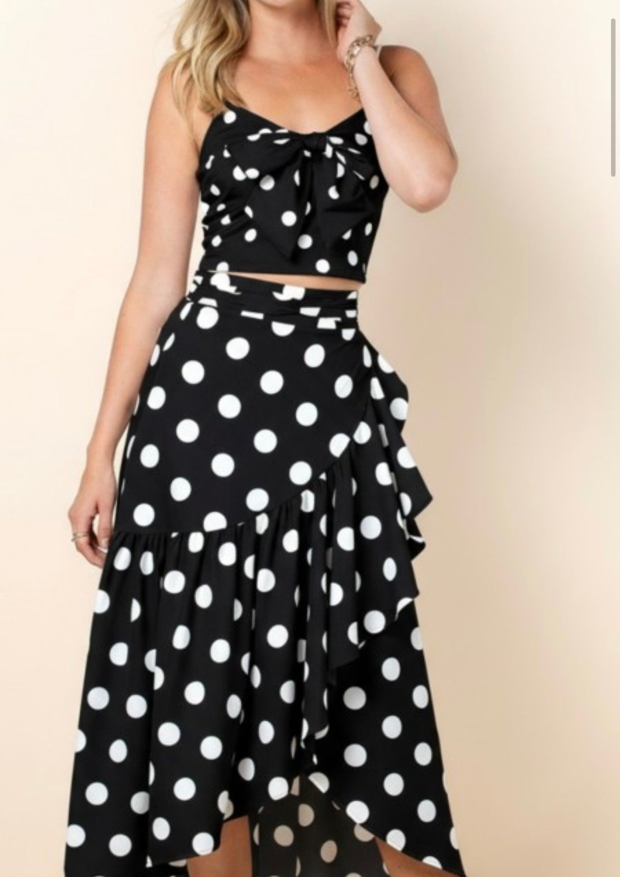 Lia White Polka Dots Print