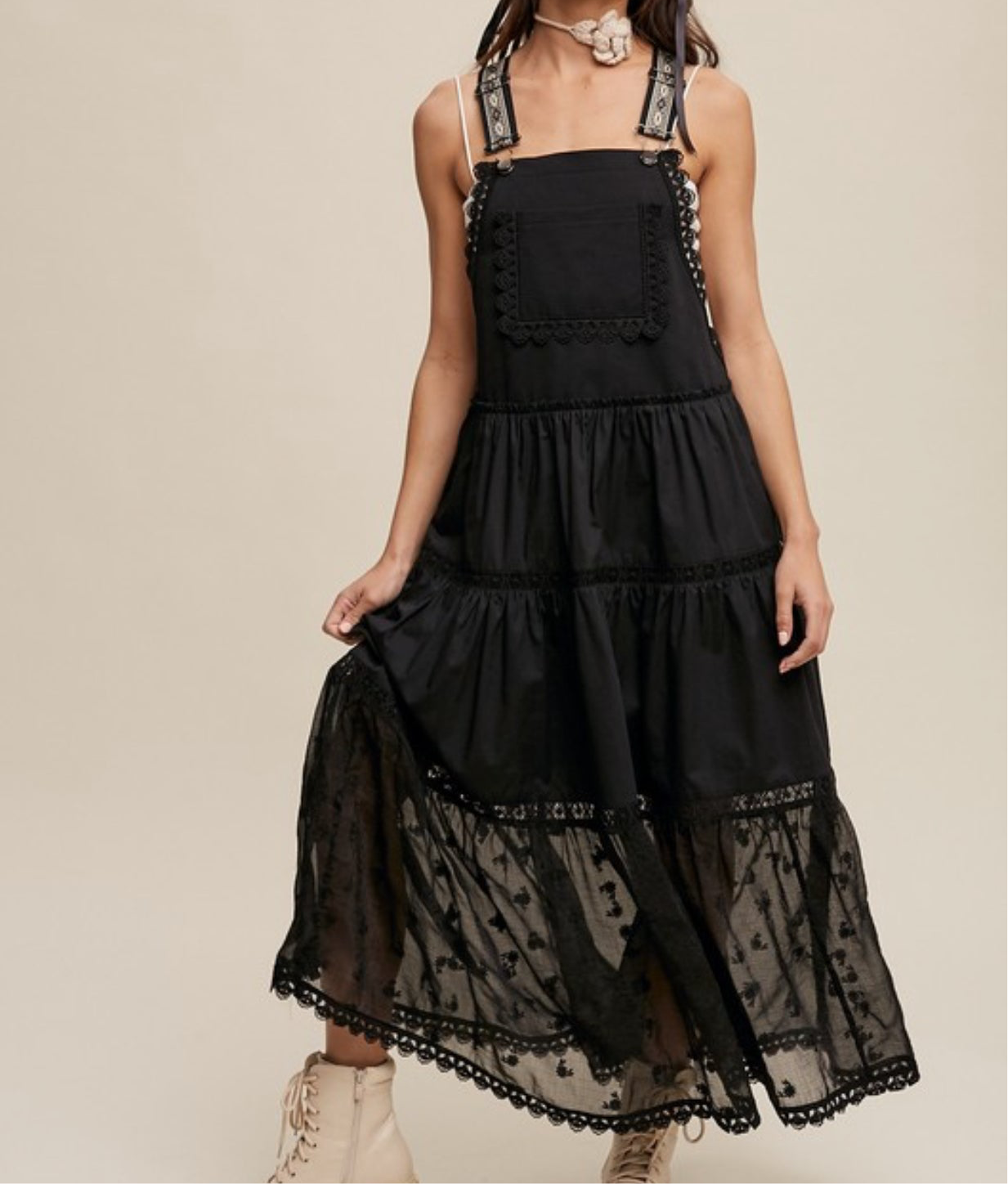 Graciela Overall Dress Black