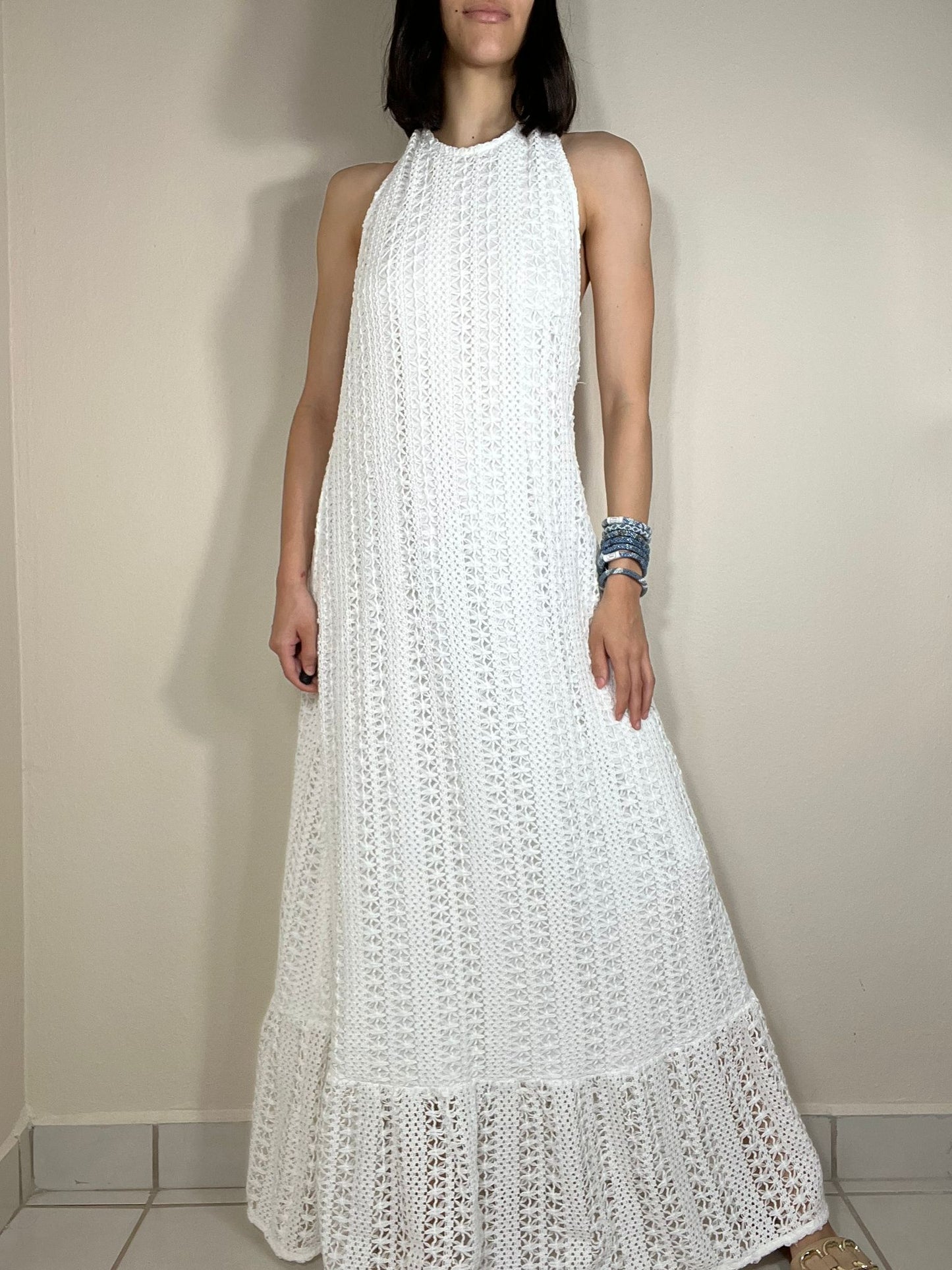 Crochet Halter Maxi Dress**Final Sale**