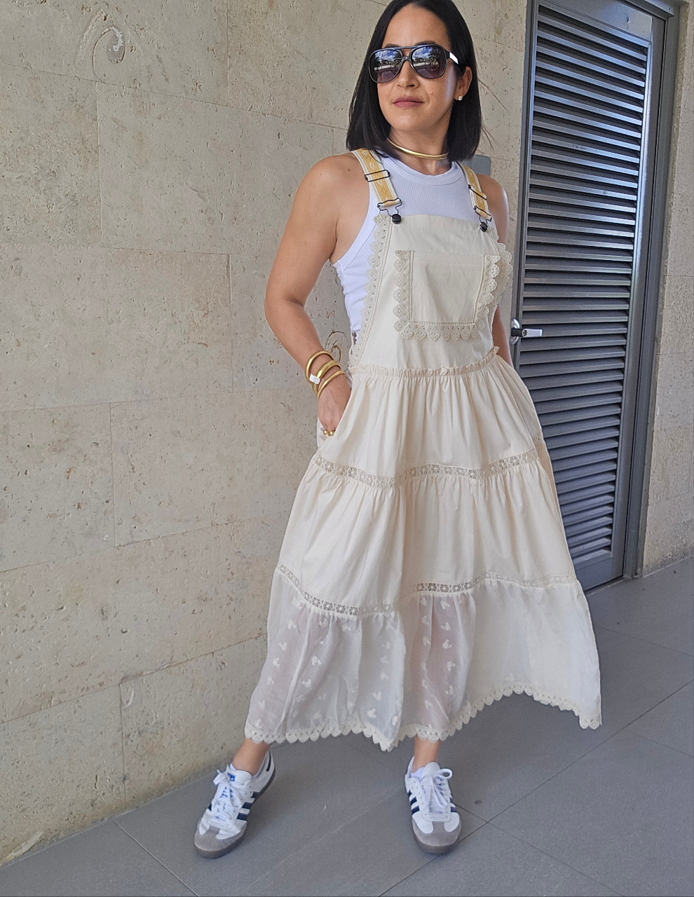 Graciela Overall Dress Champagne *FINAL SALE*