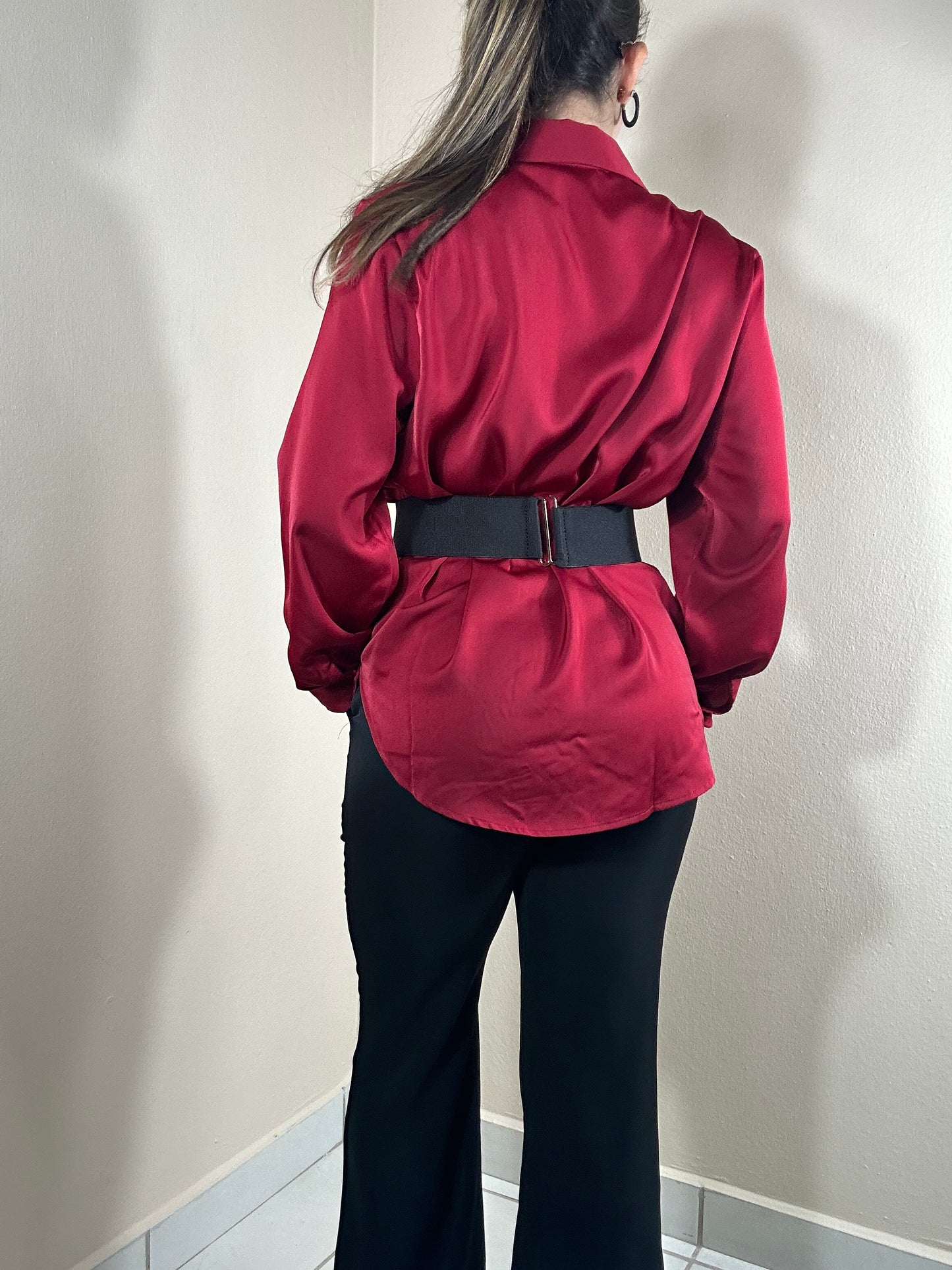 Valentina Satin Long Sleeve Top