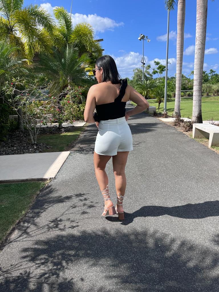 So chic one shoulder poplin ruffle top