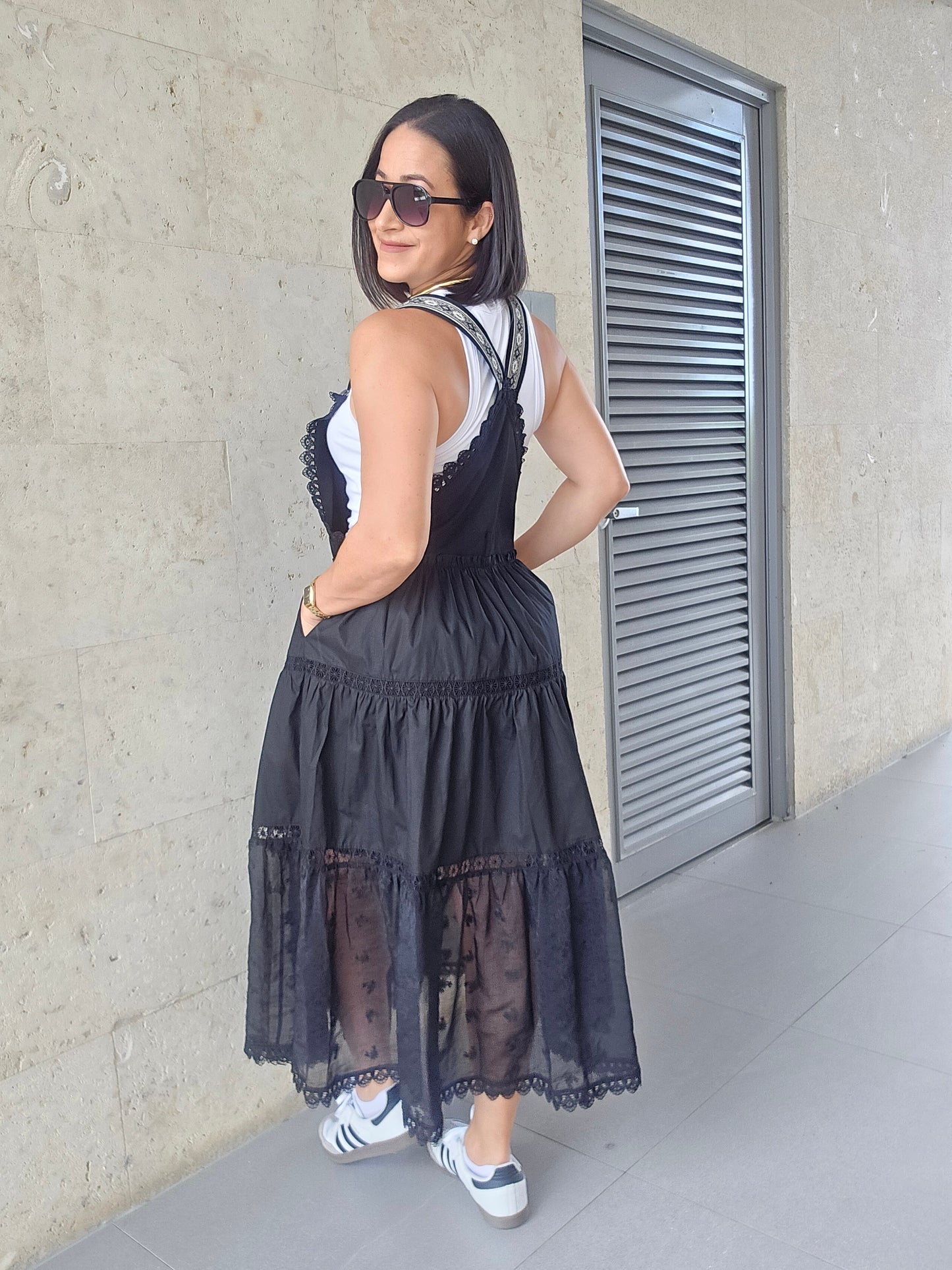 Graciela Overall Dress Black