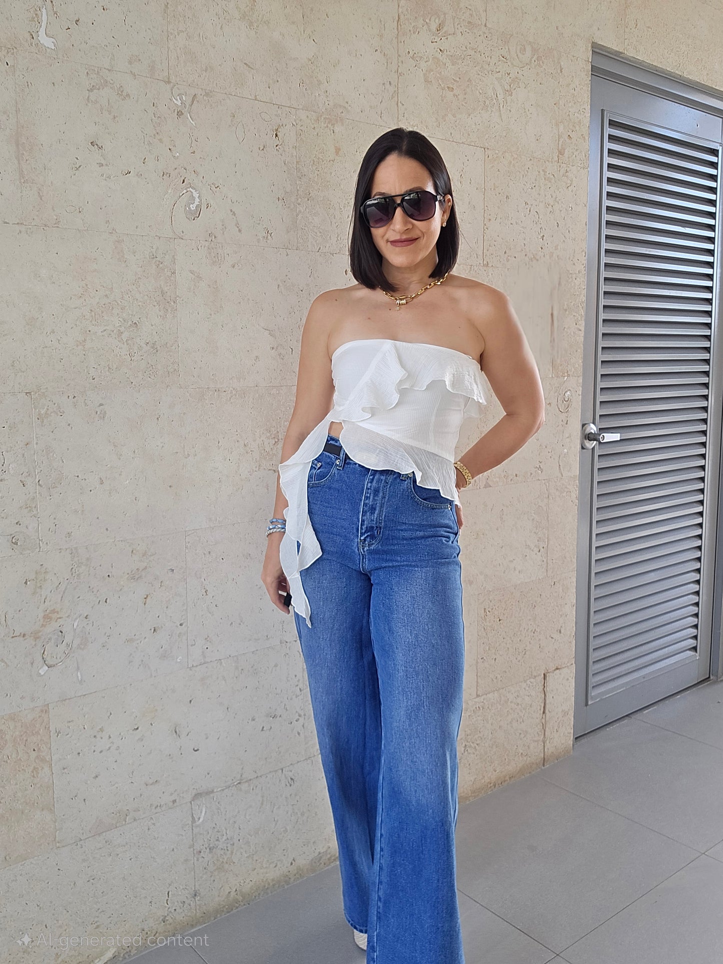 Alessia Wide Leg Denim Pants