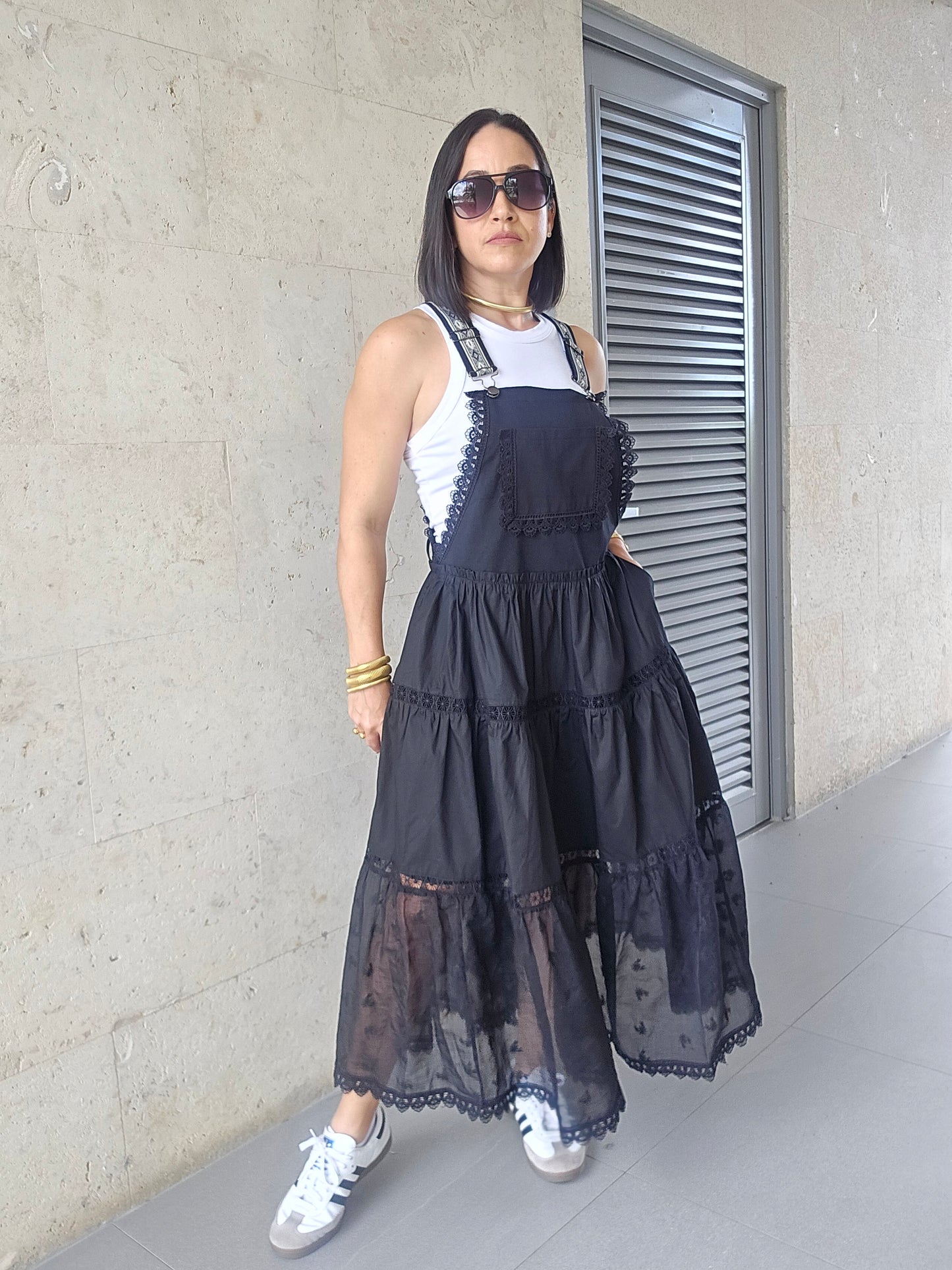 Graciela Overall Dress Black