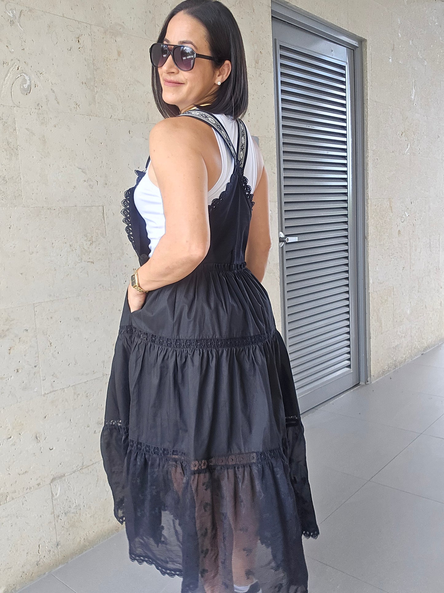 Graciela Overall Dress Black