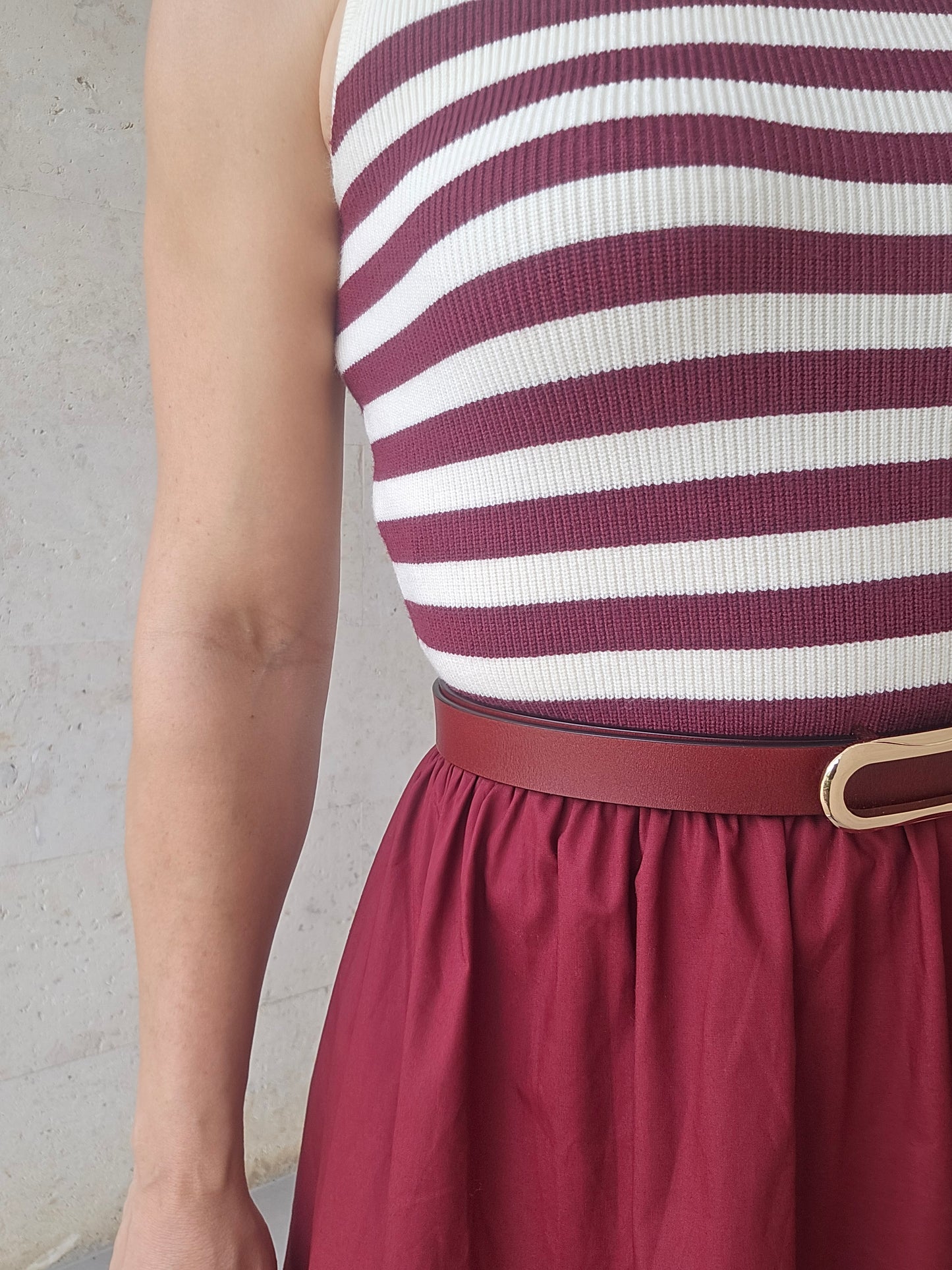 Roa striped midi dress Burgundy