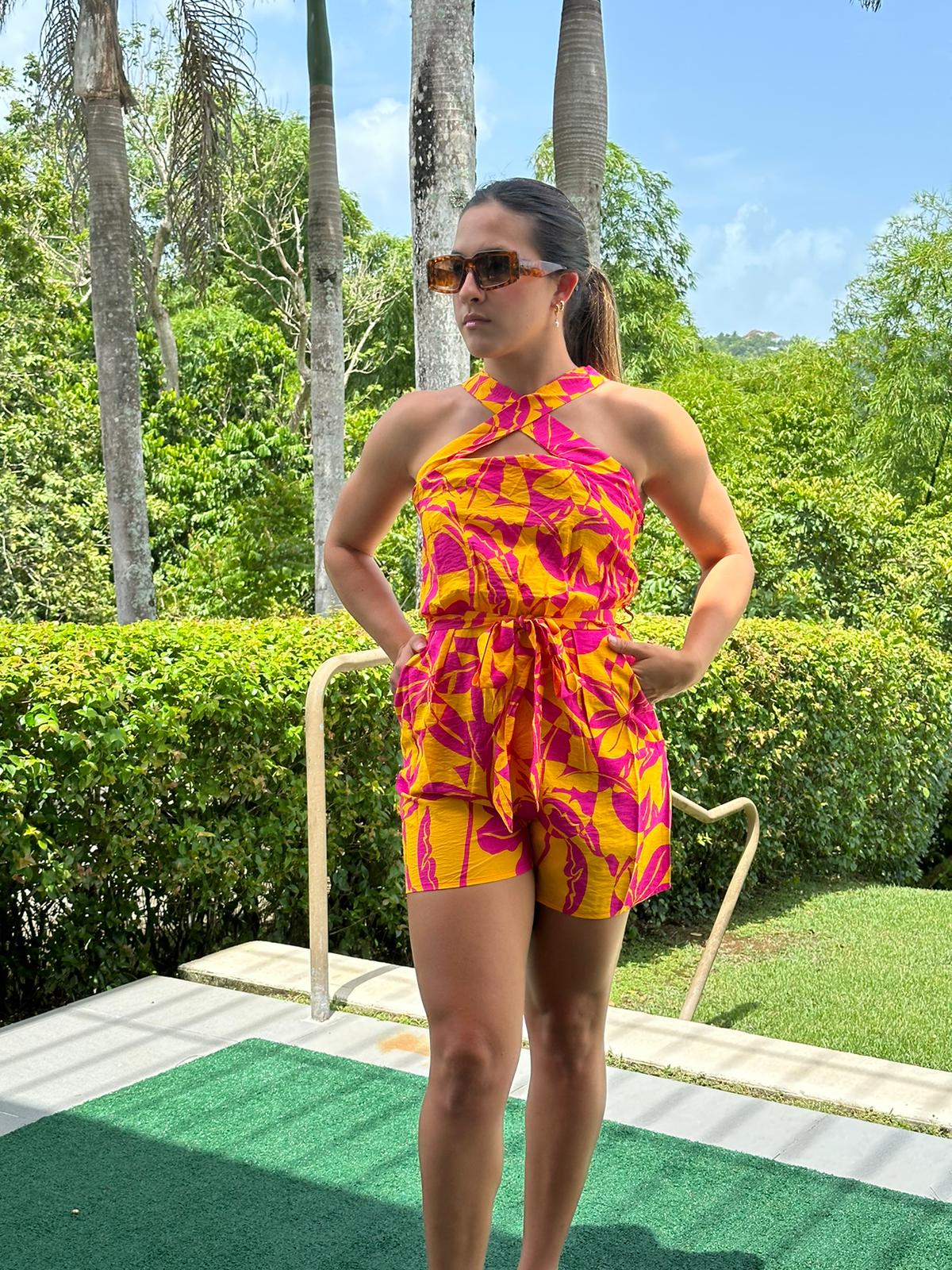 Printed Halter Neck Romper