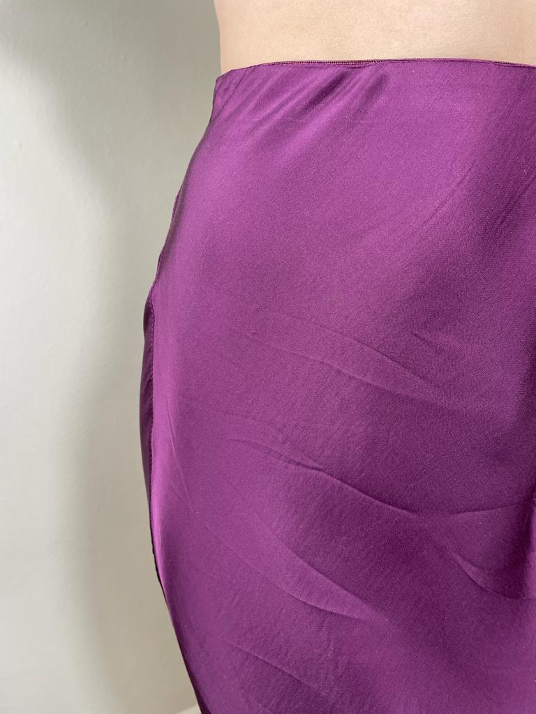 Ross Satin Midi Skirt with Elastic Waistband