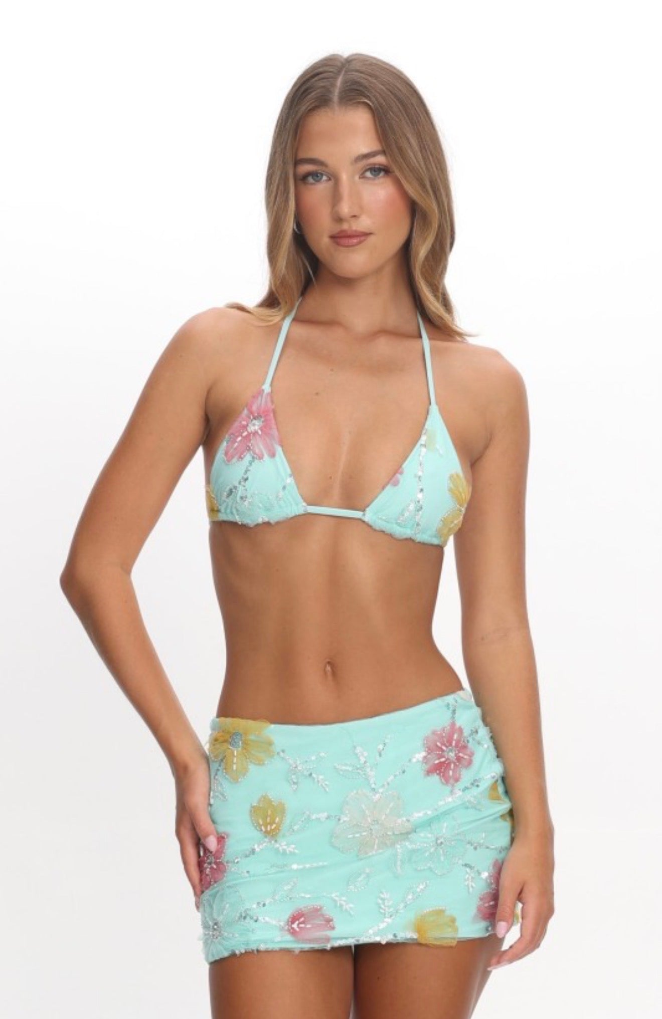 Floral Three Piece Bikini Set