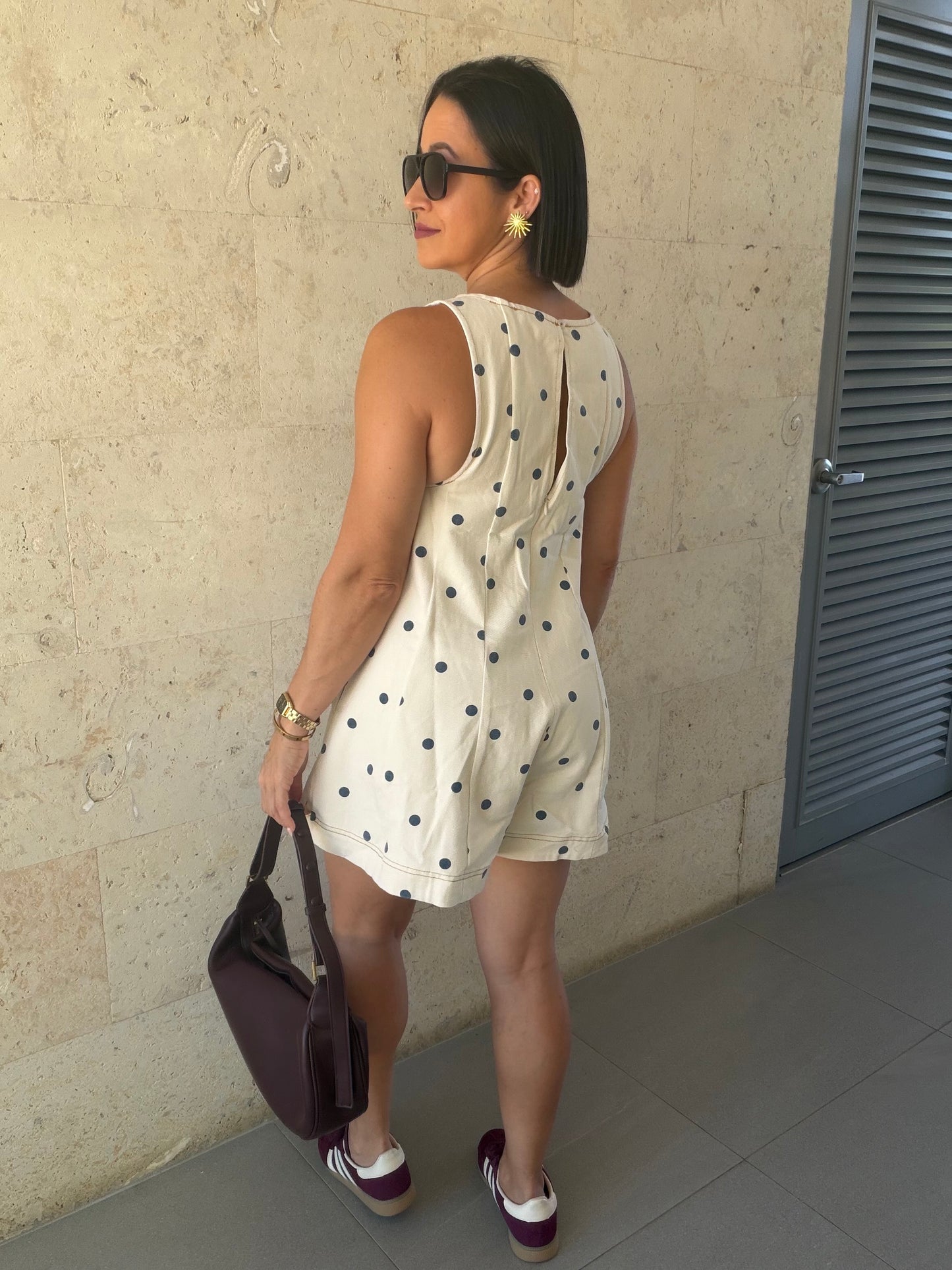 Polka Dots Denim Romper