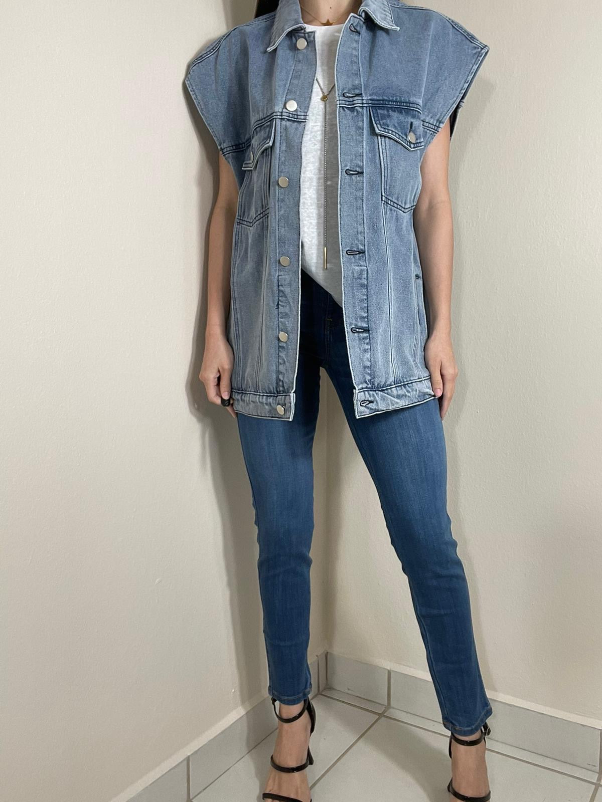 Natalie Oversized Sleeveless Denim Jacket