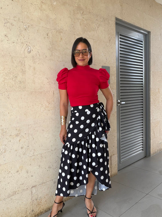 Lia White Polka Dots Print