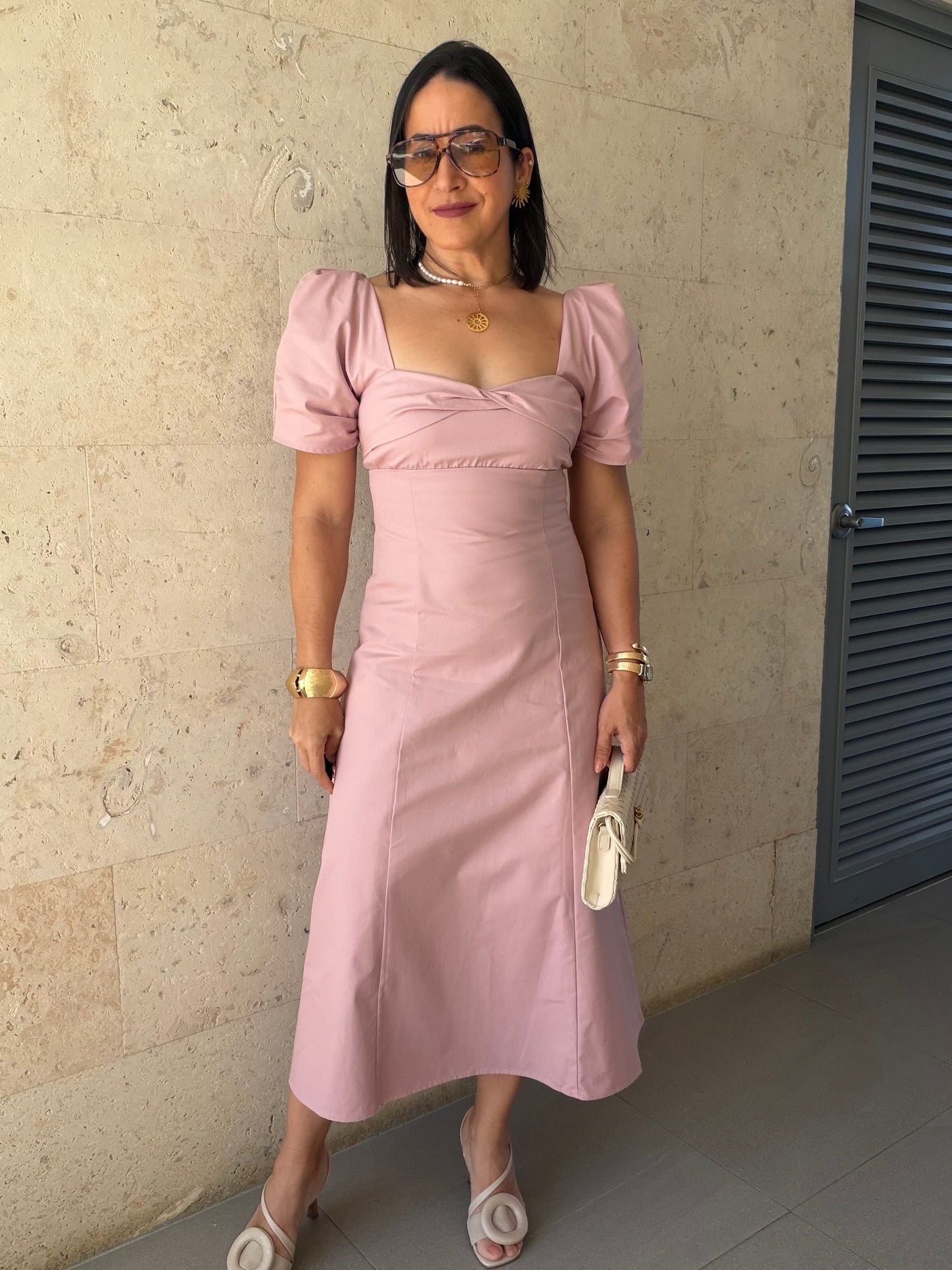 Puff Sleeve Midi Dress