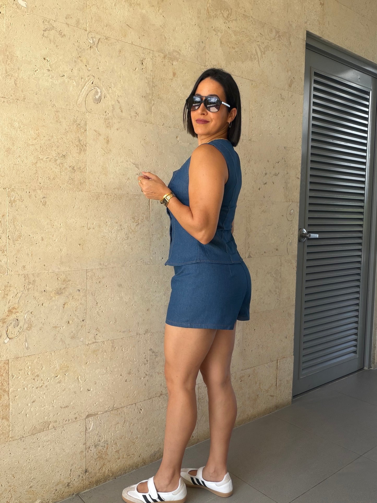 Denim Short Set