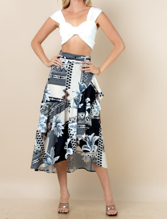 Lia Skirt Palm Beach Print