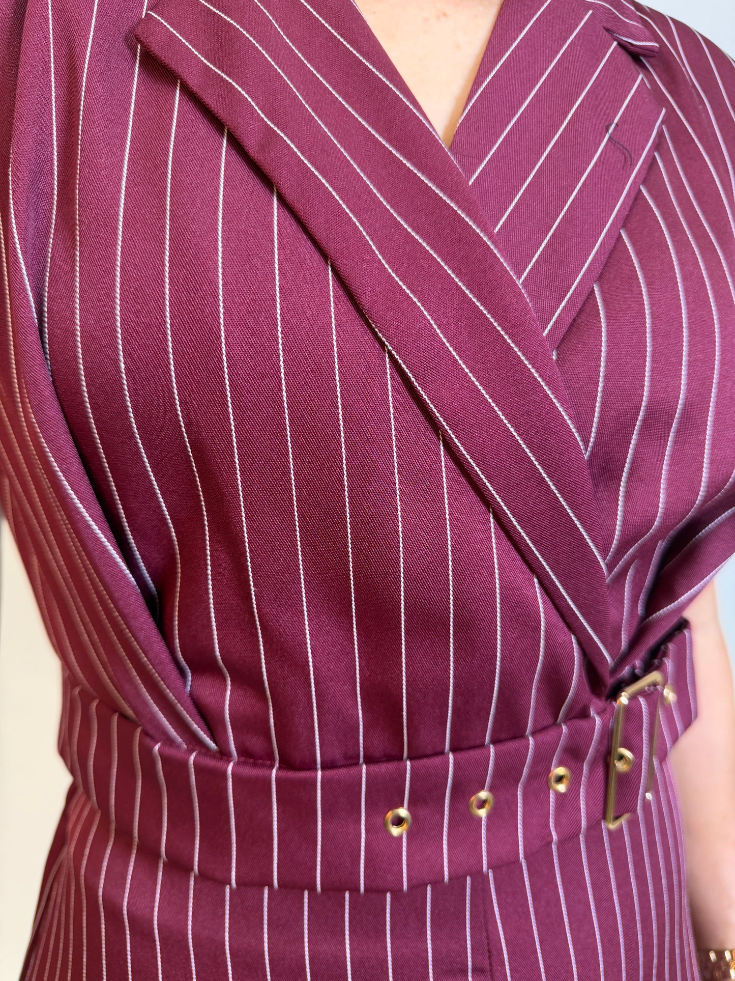 Azahara Vest Set  Wine