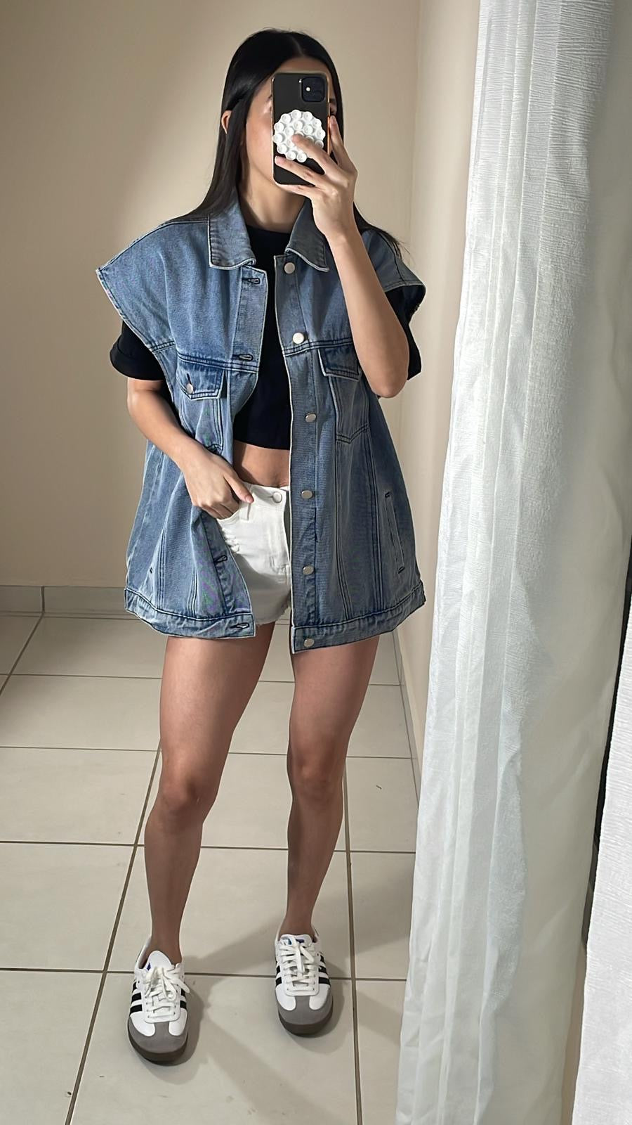 Natalie Oversized Sleeveless Denim Jacket