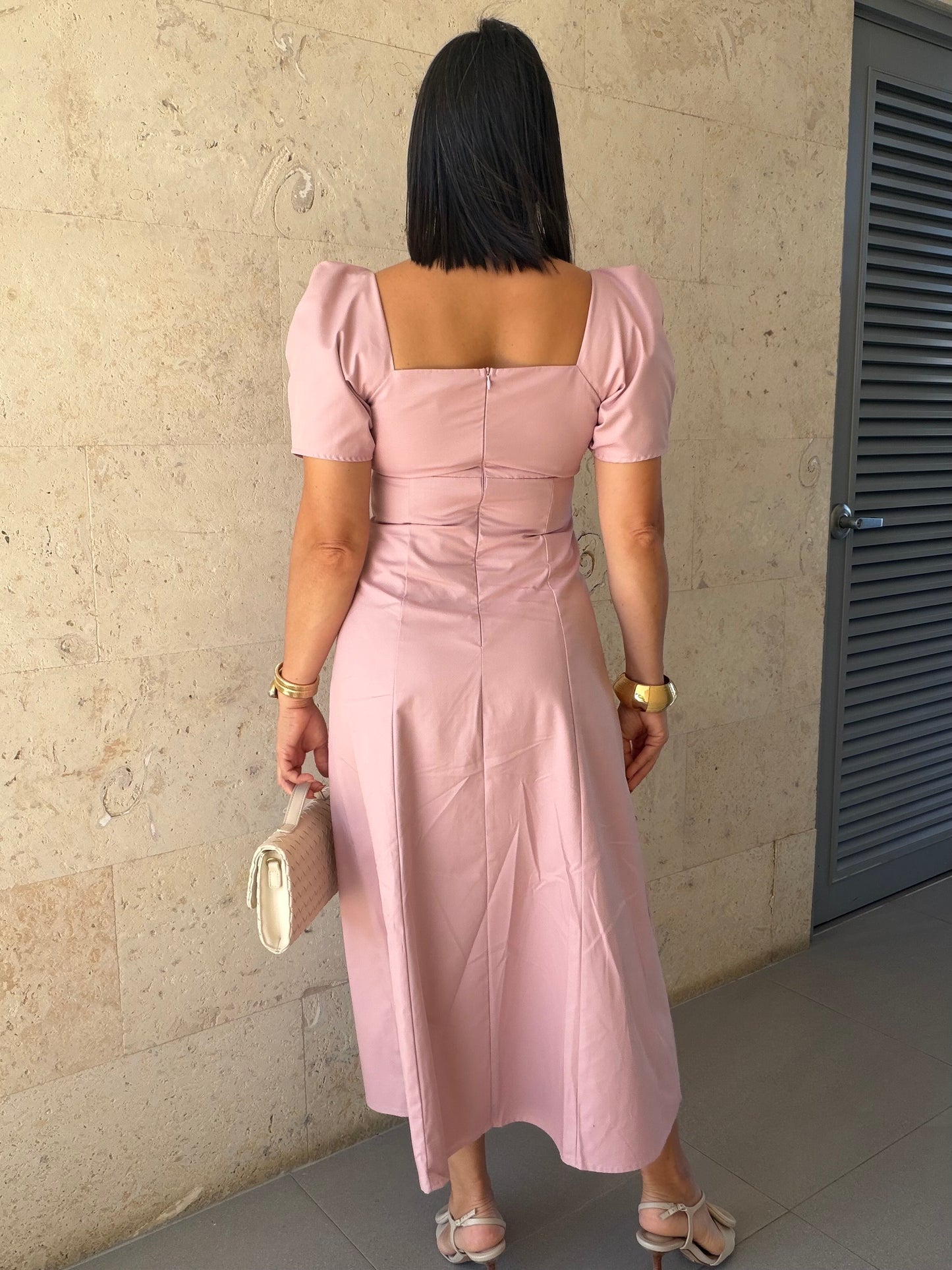 Puff Sleeve Midi Dress