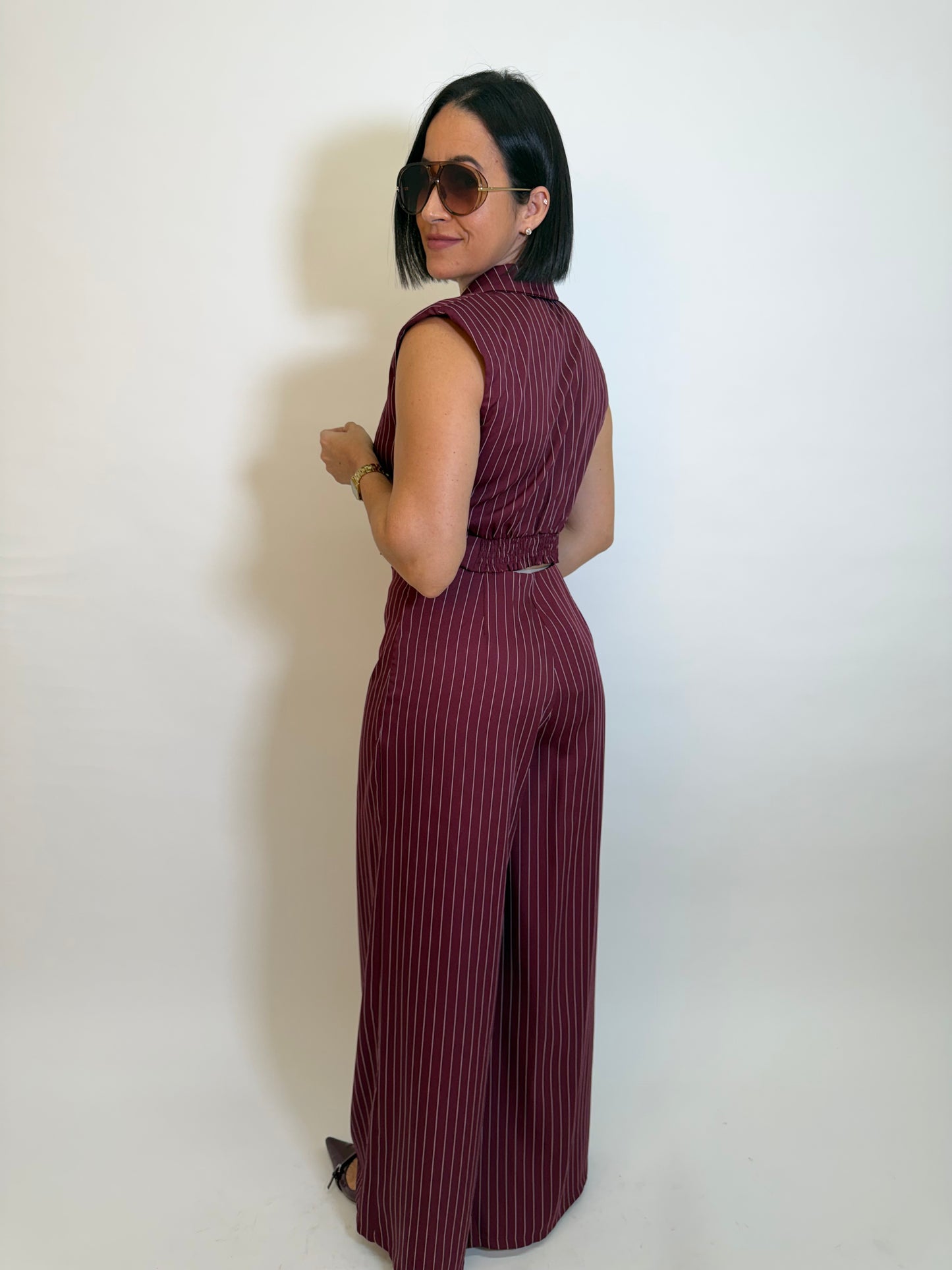 Azahara Vest Set  Wine