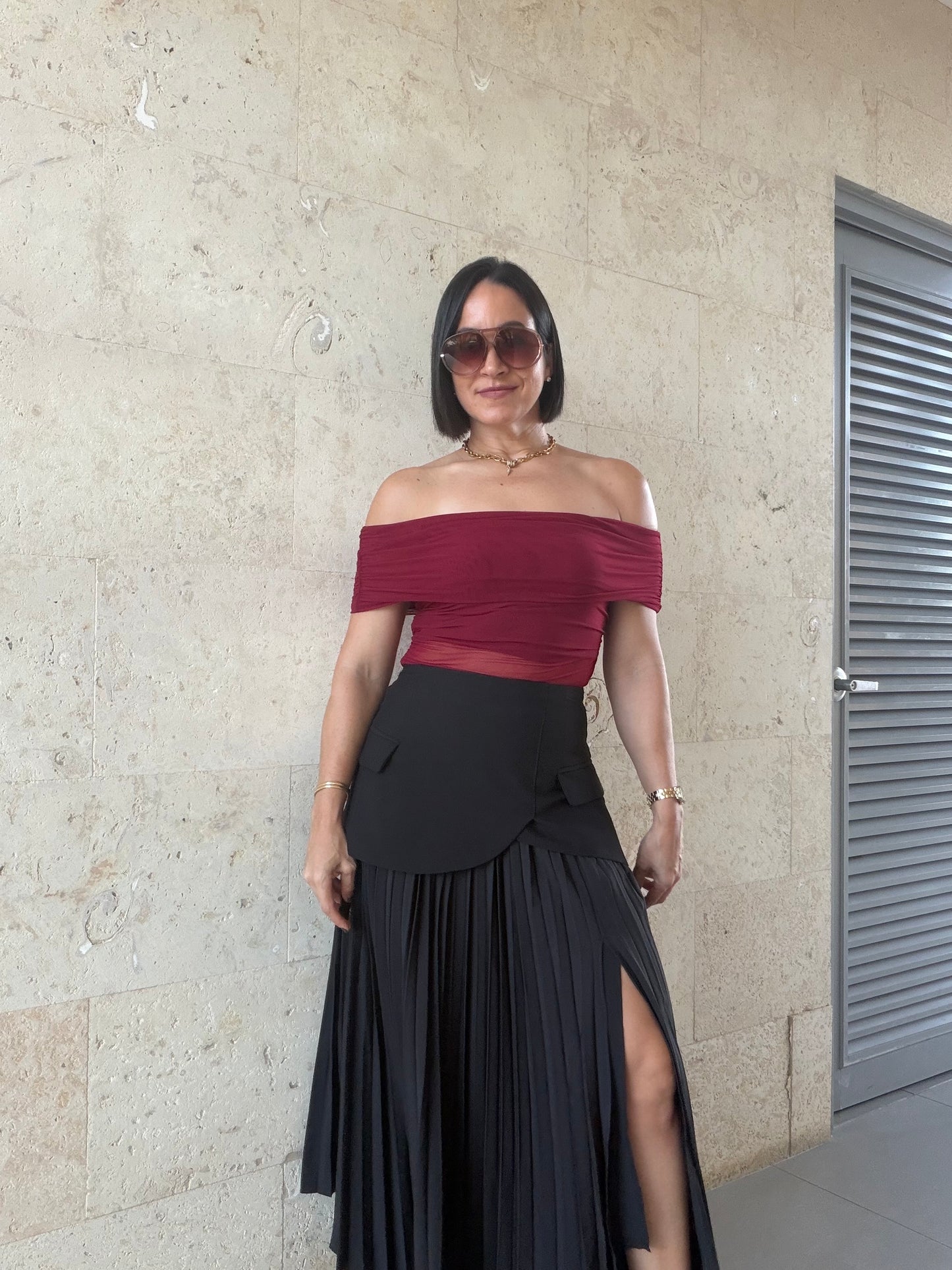 Agata Asymmetric Skirt Black