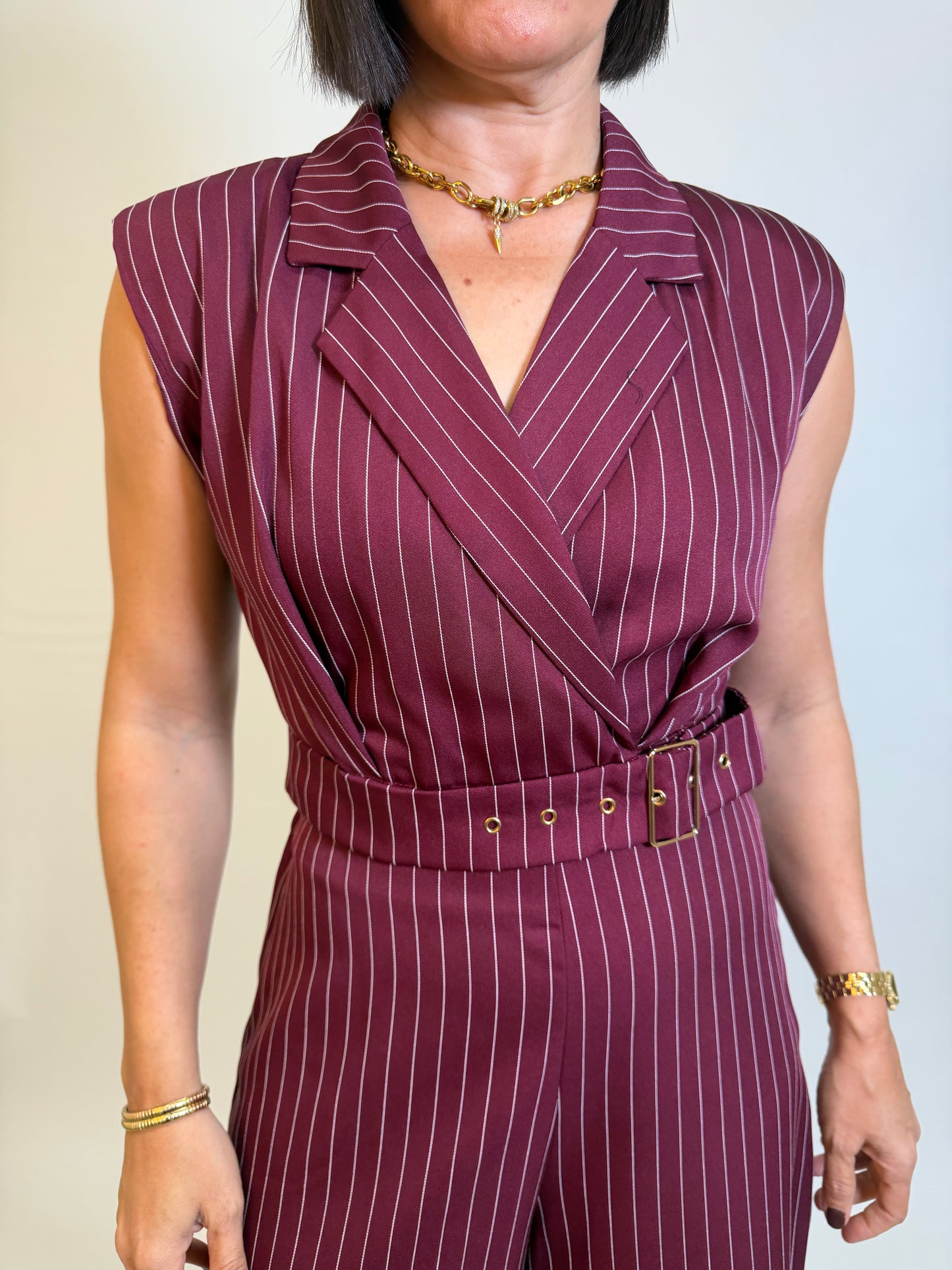 Azahara Vest Set  Wine