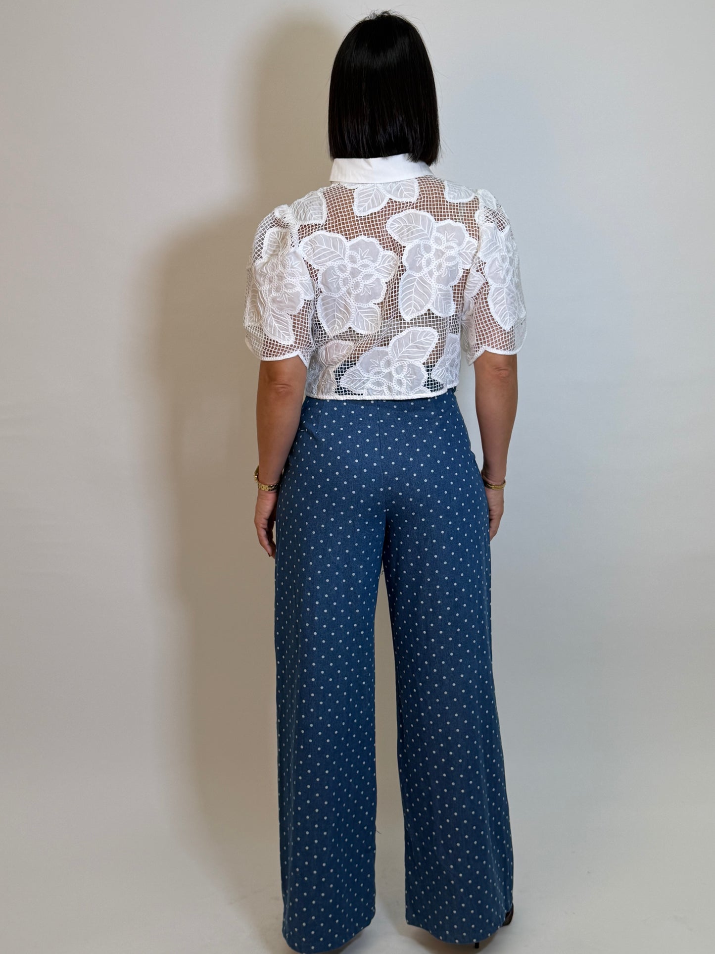Polka Dots High Waist Denim Pants