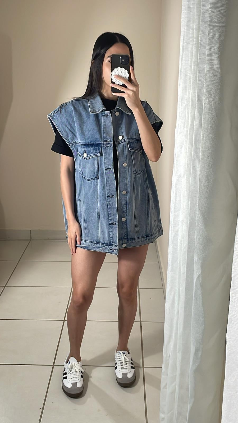 Natalie Oversized Sleeveless Denim Jacket