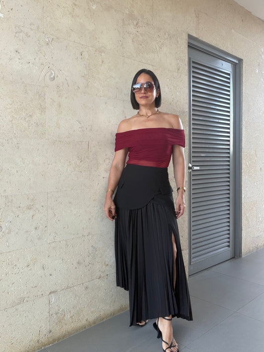 Agata Asymmetric Skirt Black