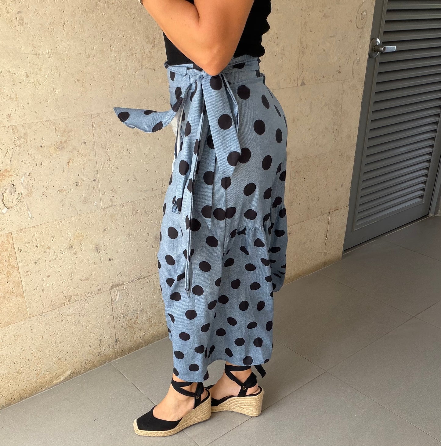 Lia Blue Polka Dots Print