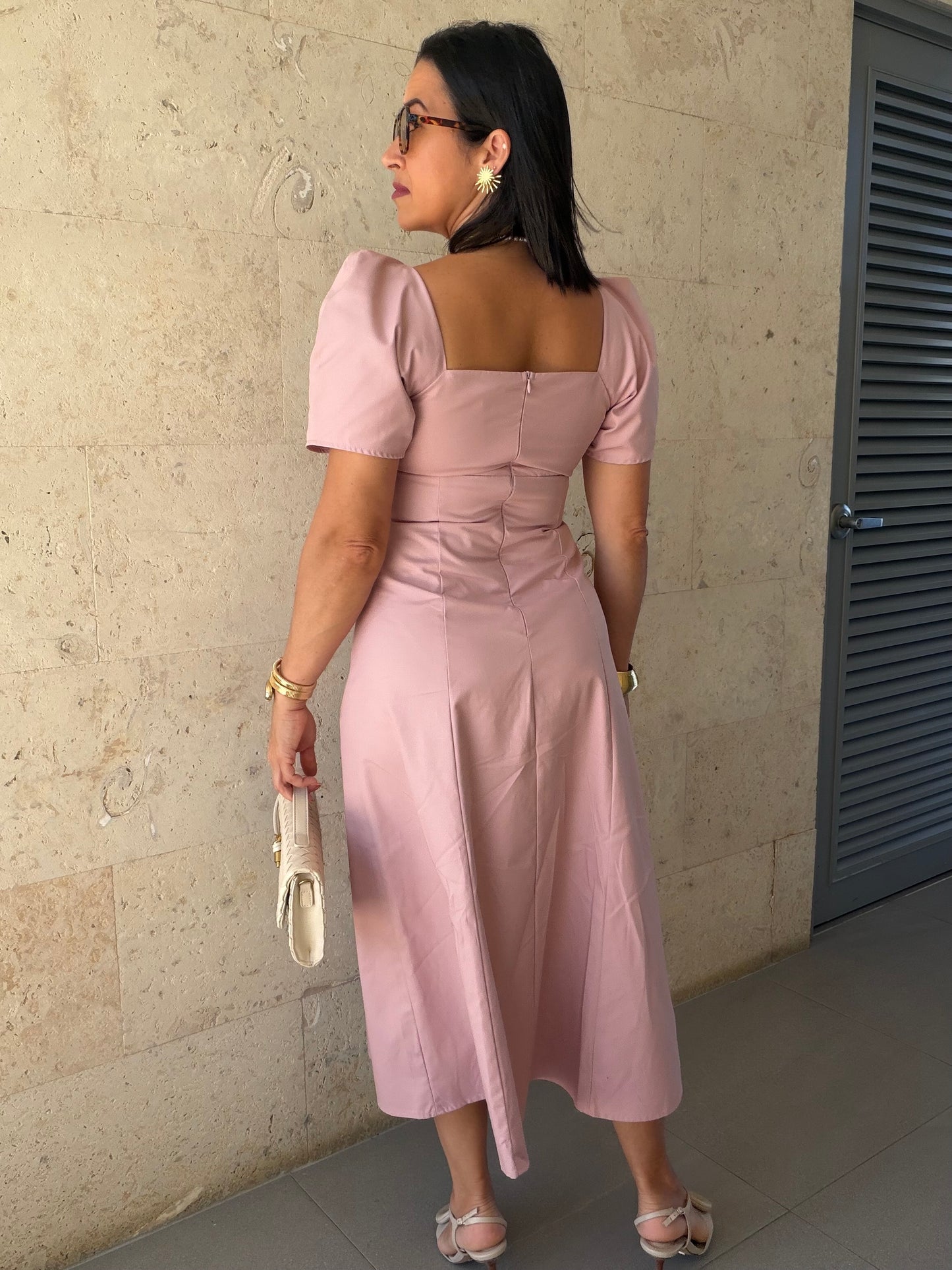 Puff Sleeve Midi Dress