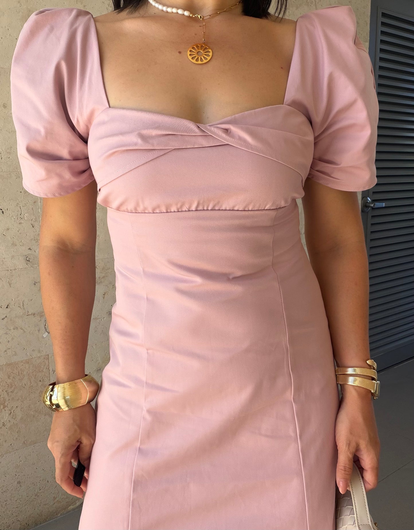 Puff Sleeve Midi Dress