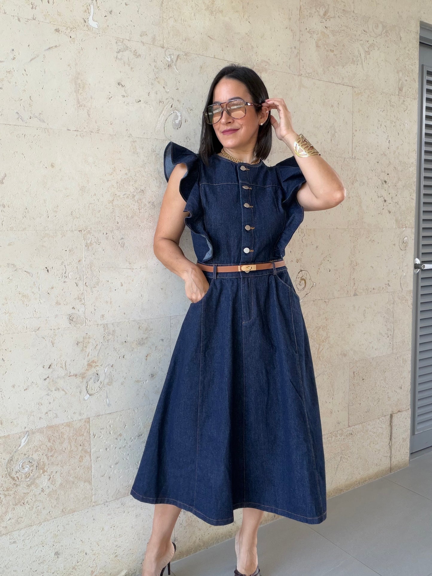 Florencia Dark Denim Dress
