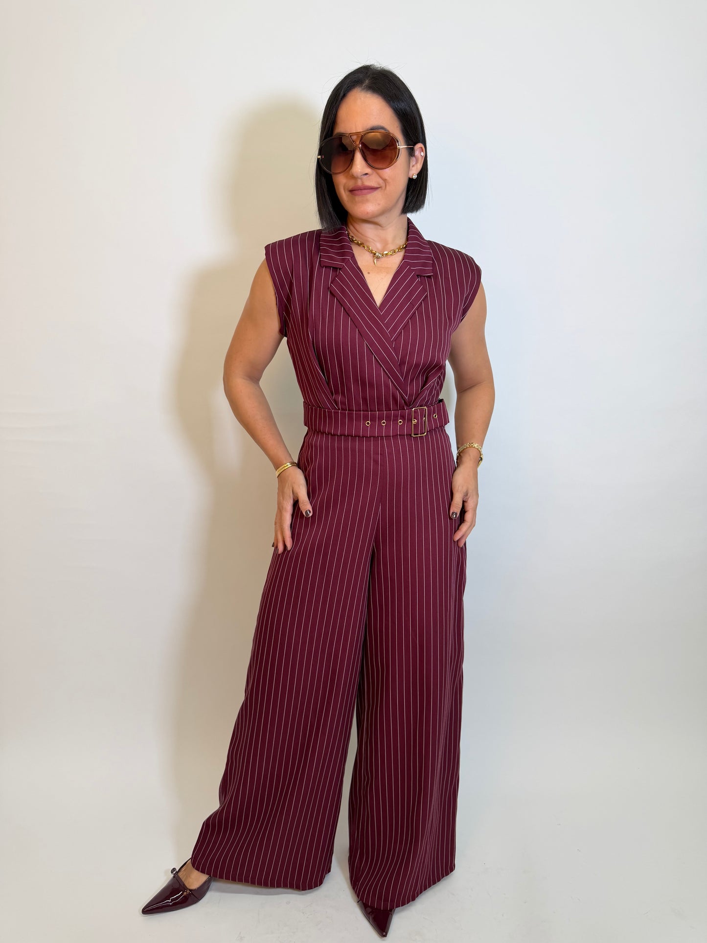 Azahara Vest Set  Wine