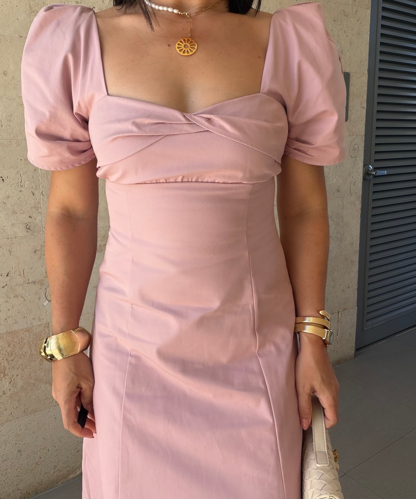 Puff Sleeve Midi Dress
