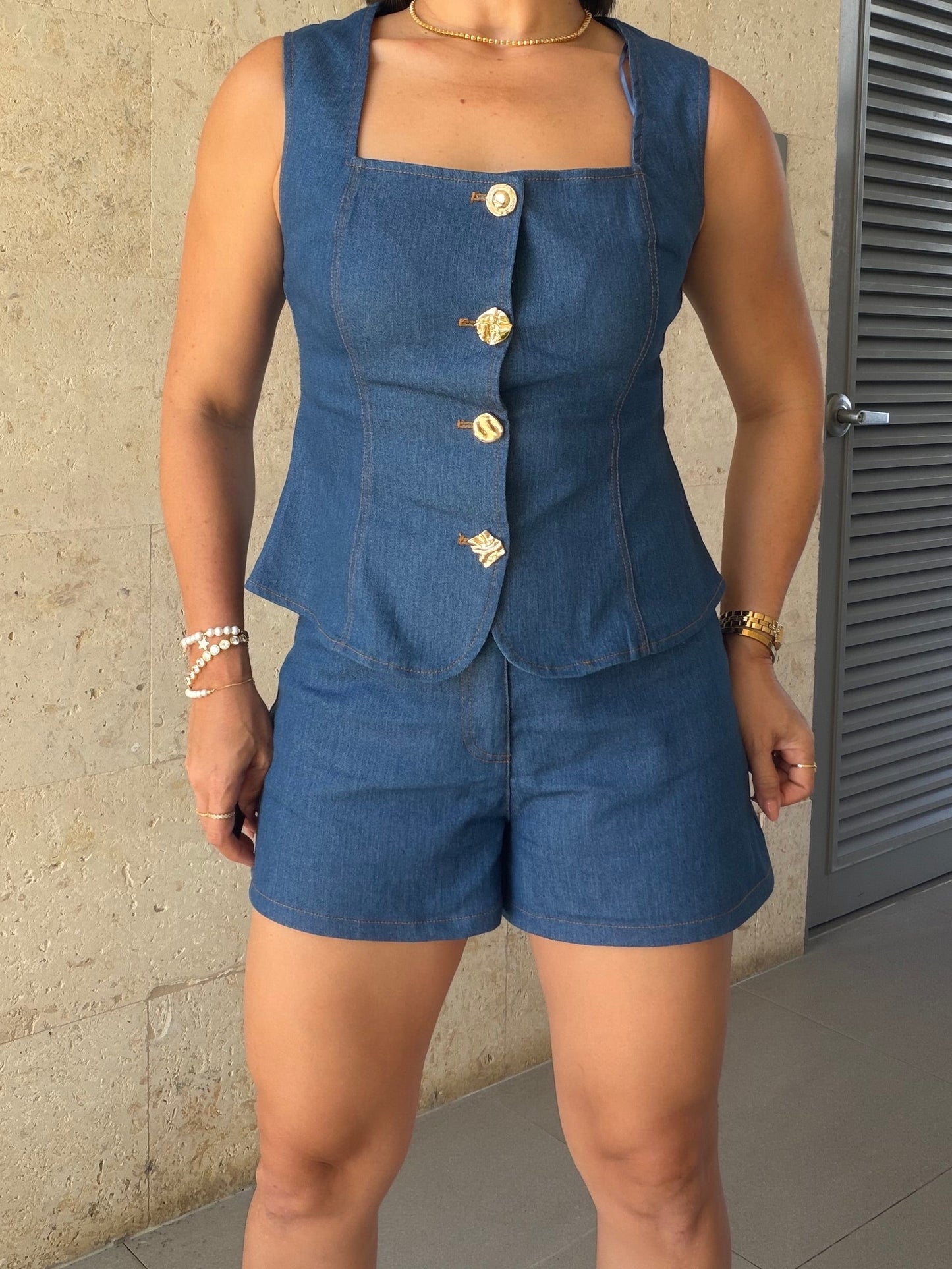 Denim Short Set
