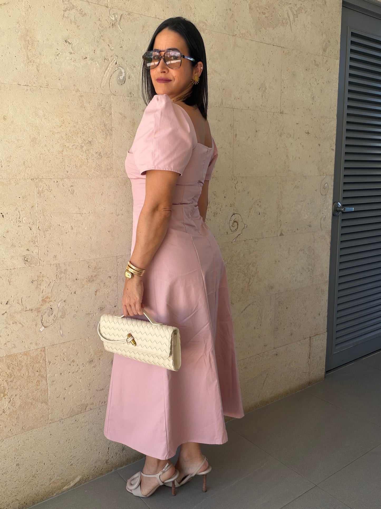 Puff Sleeve Midi Dress