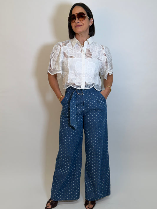 Polka Dots High Waist Denim Pants