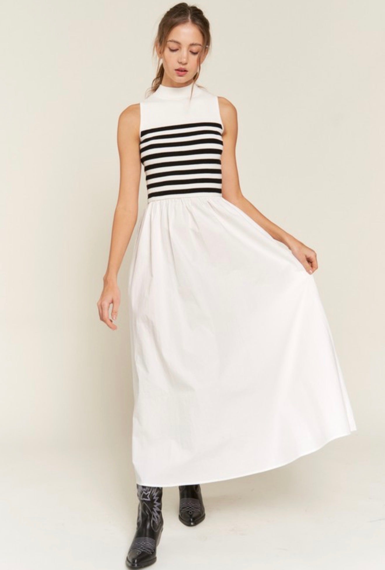 Roa striped midi dress White