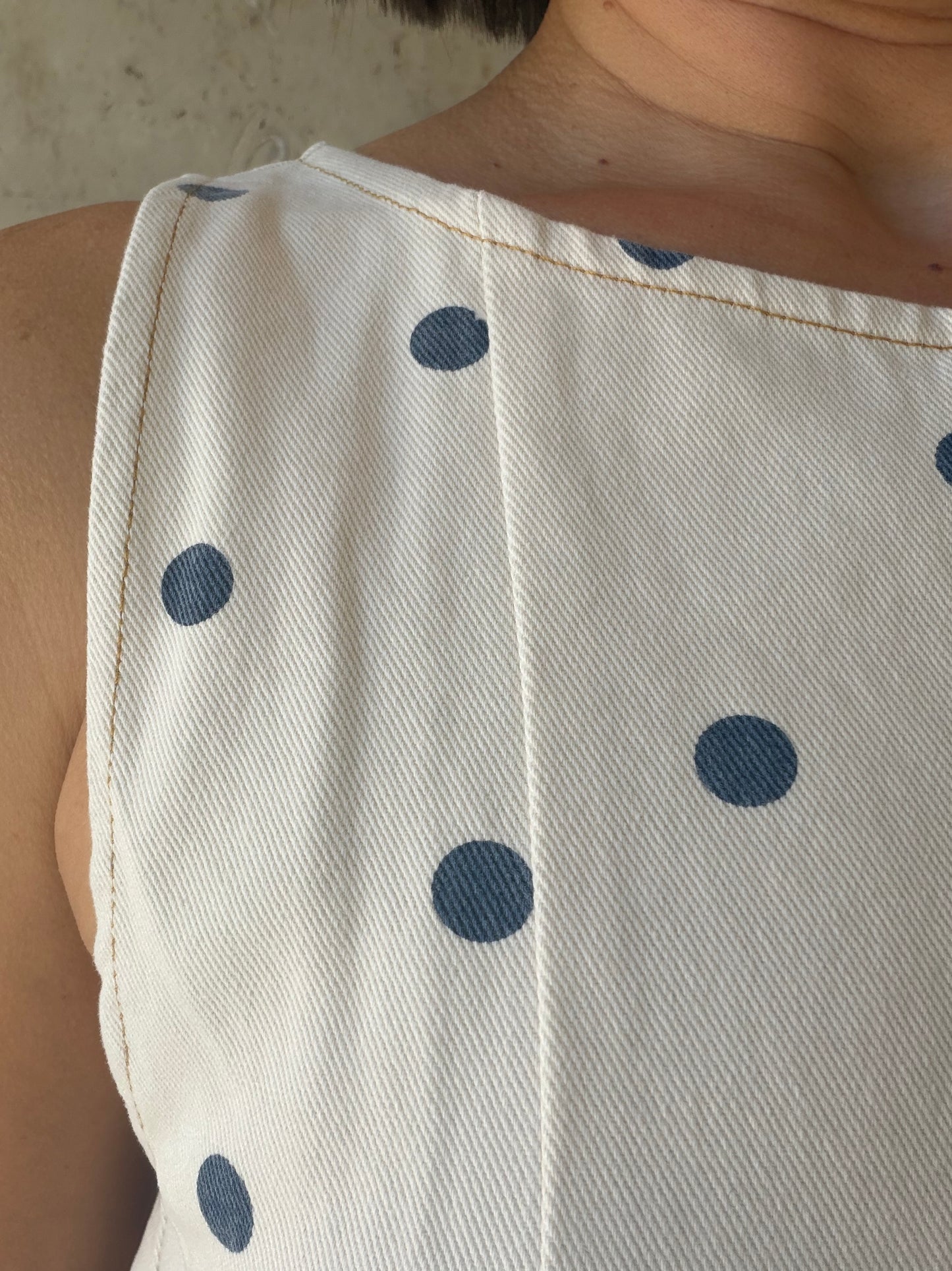 Polka Dots Denim Romper