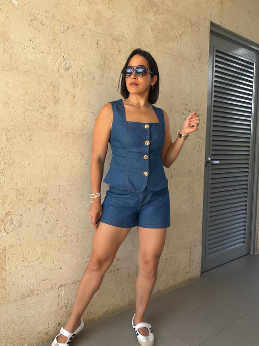 Denim Short Set