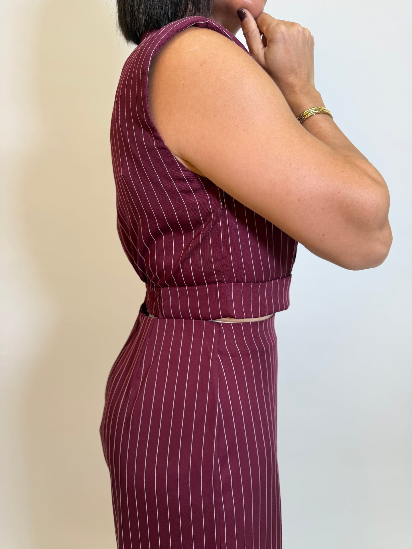 Azahara Vest Set  Wine