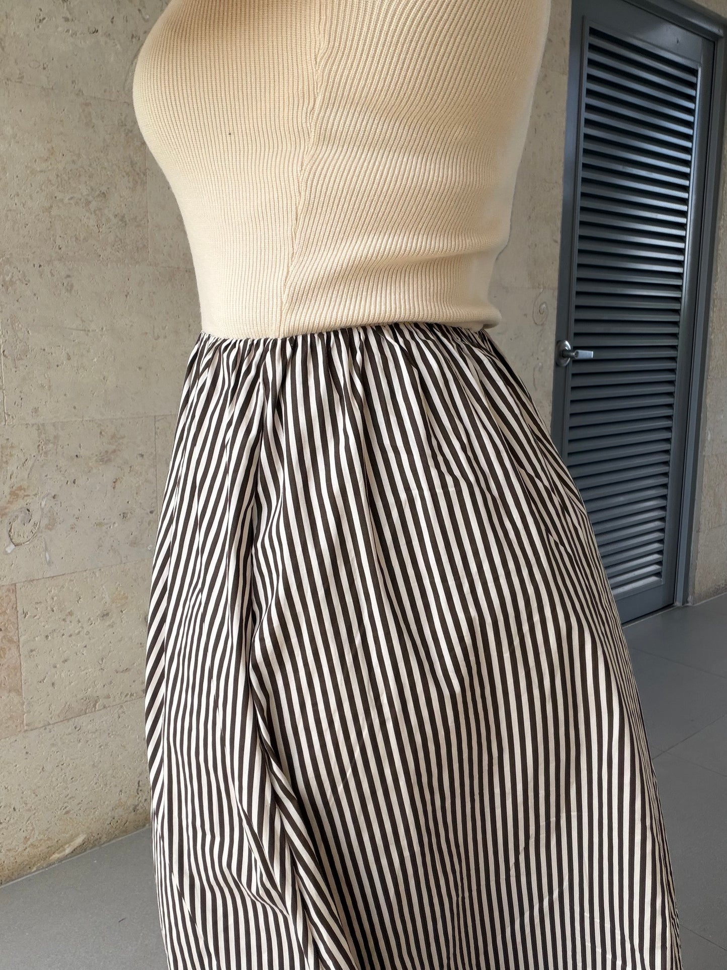 Roa striped midi dress Ivory/Brown