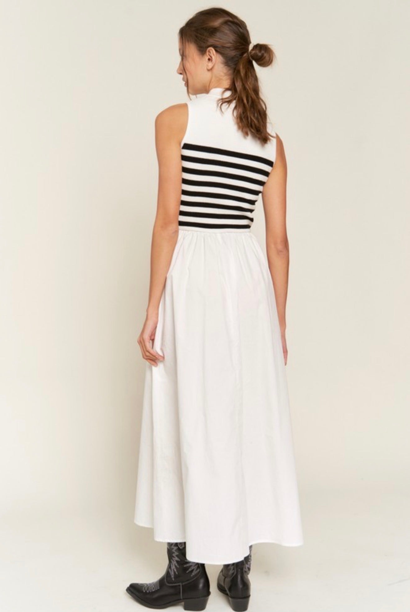 Roa striped midi dress White