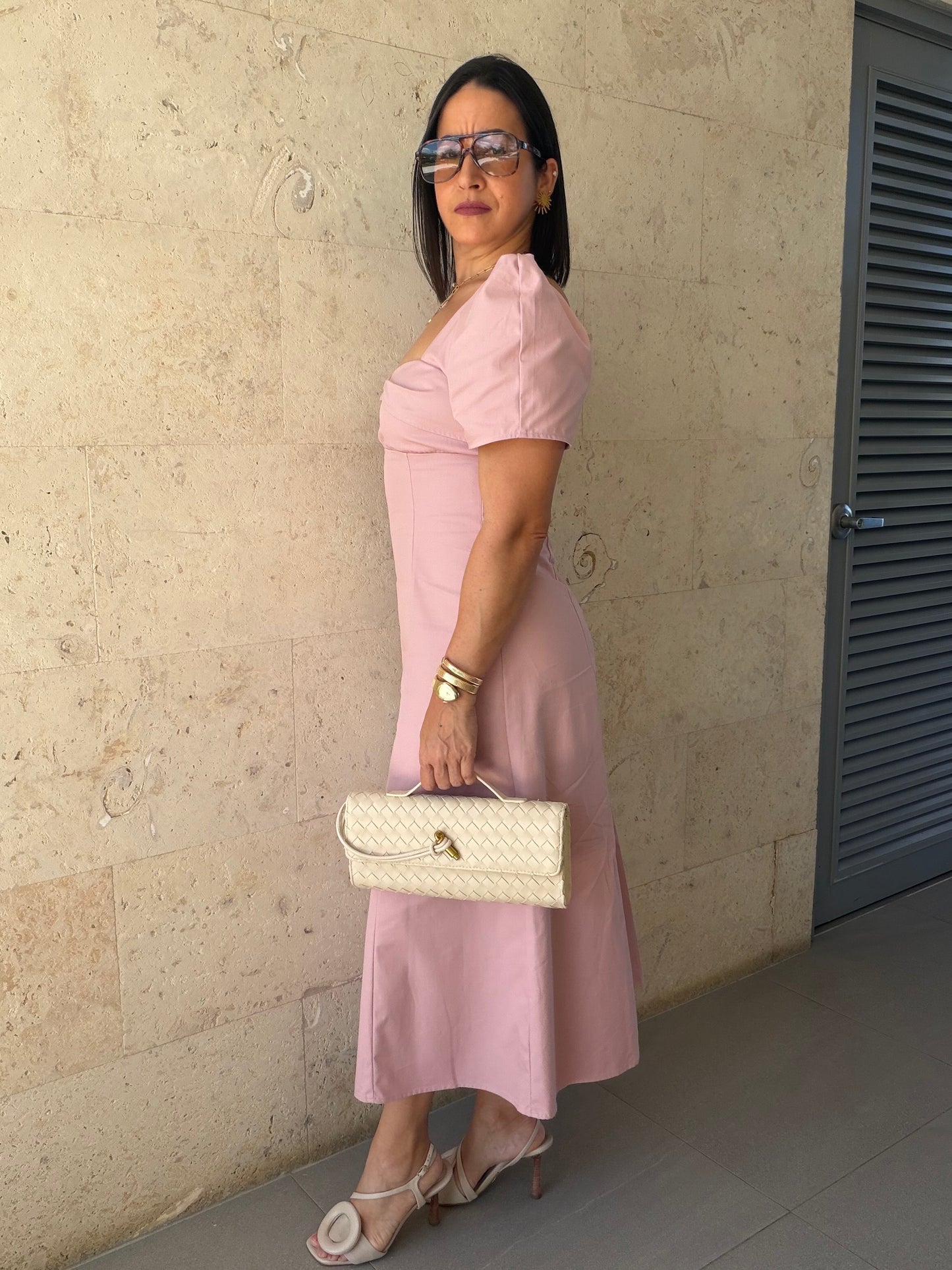 Puff Sleeve Midi Dress